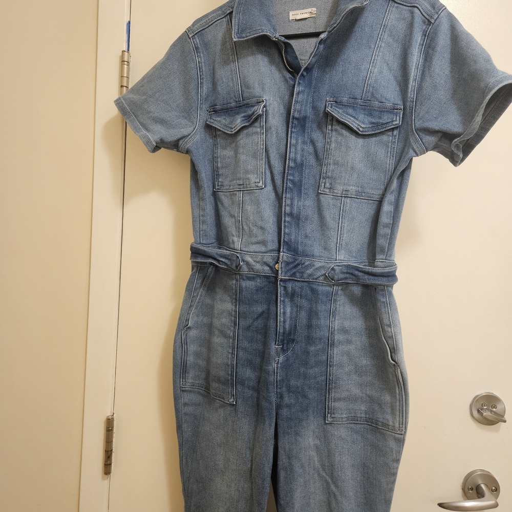 Good American Blue Denim Jumpsuit
